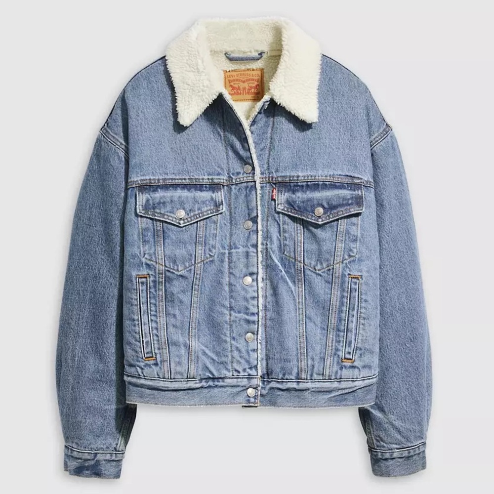 Levi's Blue Denim Jacket with White Sherpa